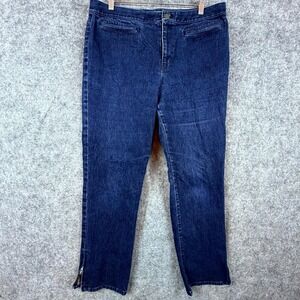 Ralph Lauren Jeans Womens 12 Blue Back Pocketless Tapered Leg Ankle Zip